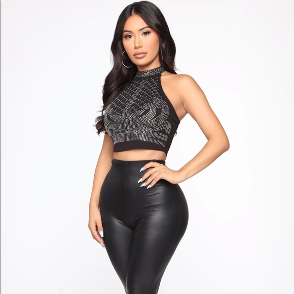 Size large fashion nova stylish top black diamond - Picture 4 of 5